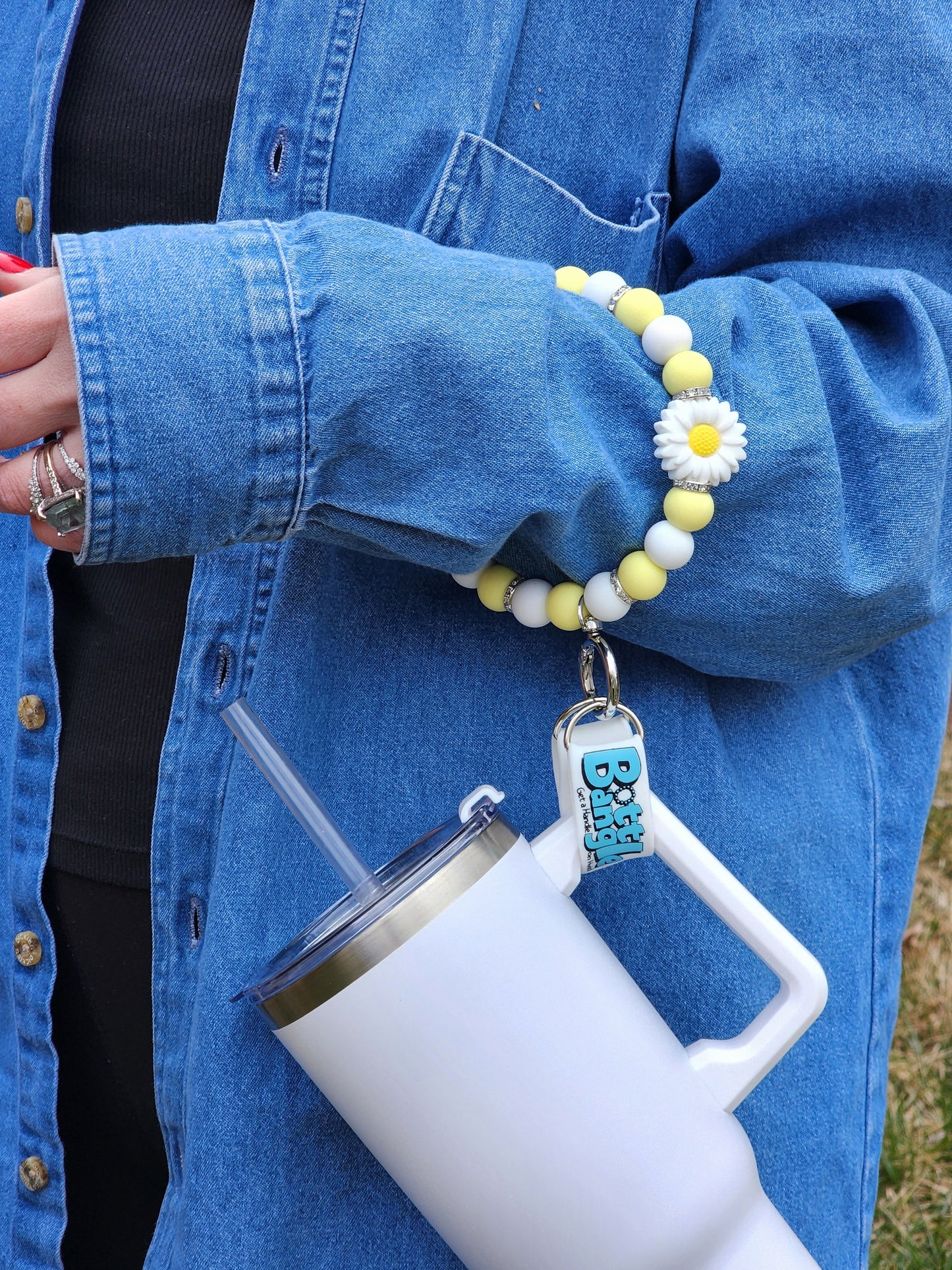 Yellow Checkered Flag Bottle Bangle