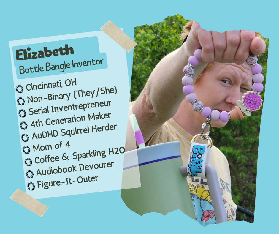 Elizabeth holding a Bottle Bangle