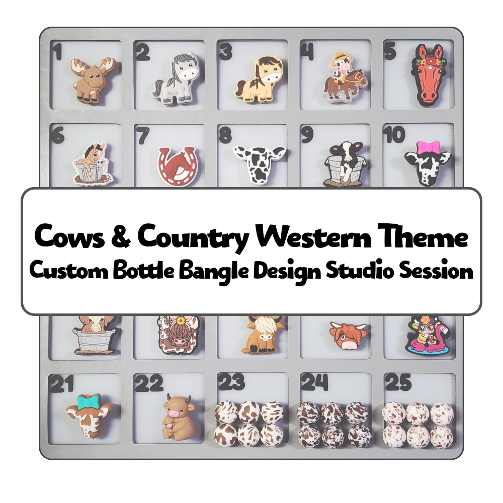 Cows & Country Western Theme Custom Bottle Bangle Design Studio Session